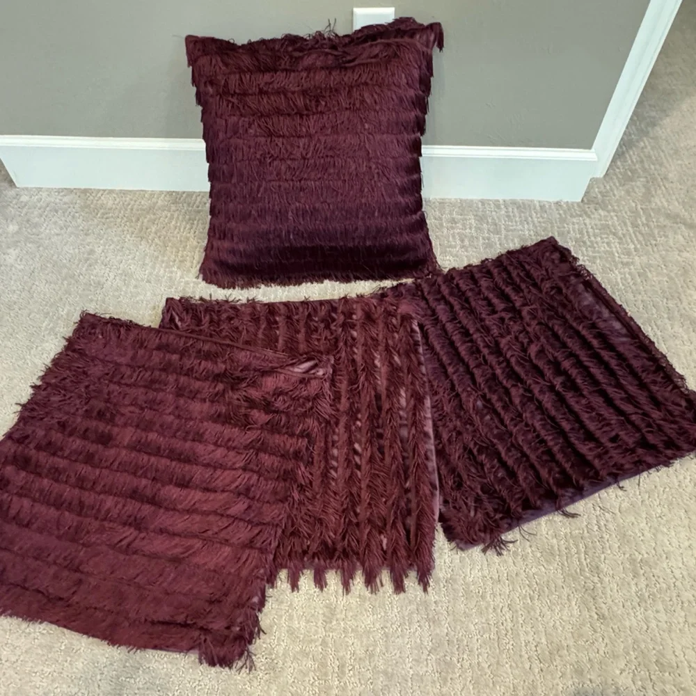 Z Gallerie Chloe 20x20 Plum Fringe Pillows (4 pieces)